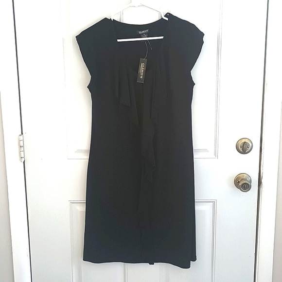 NWT Glamour ruffled black midi dress size 10 - Picture 1 of 8